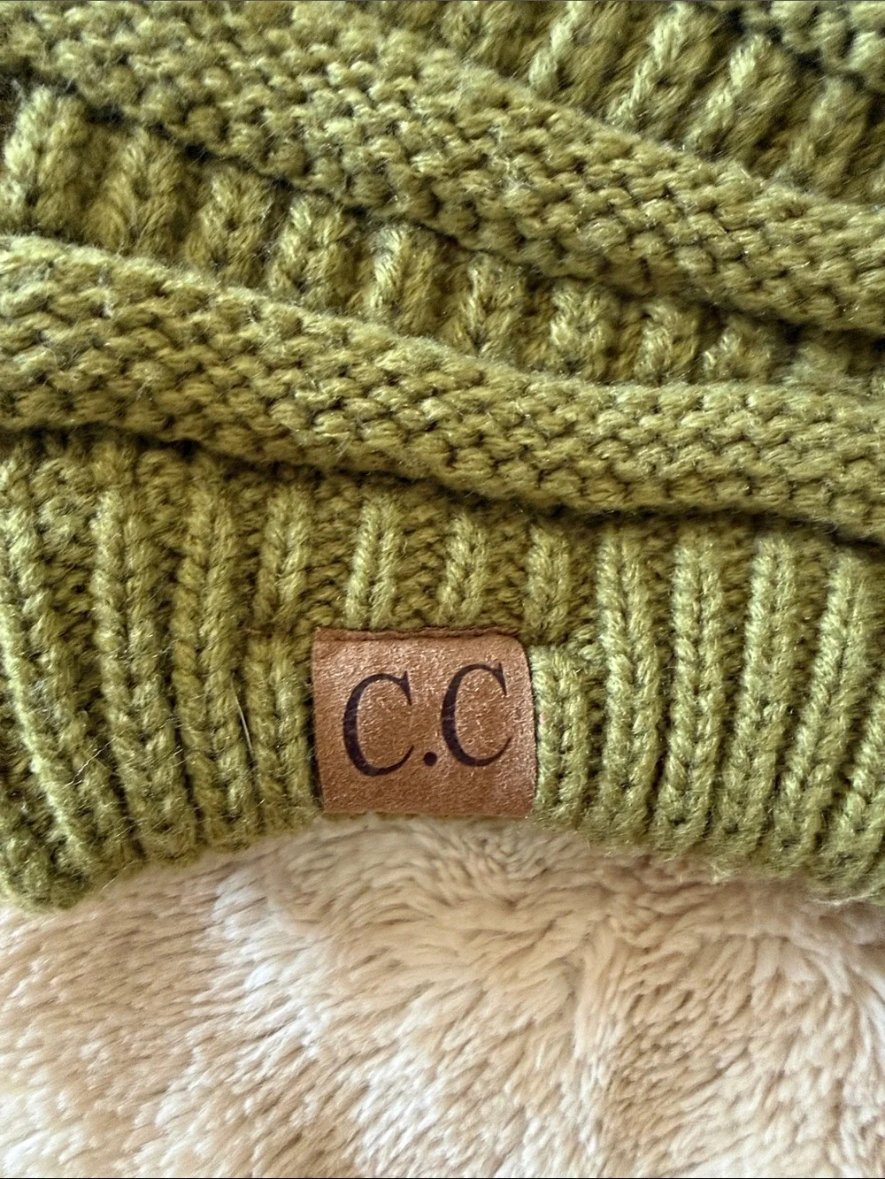C.C Olive Knit Slouch Beanie